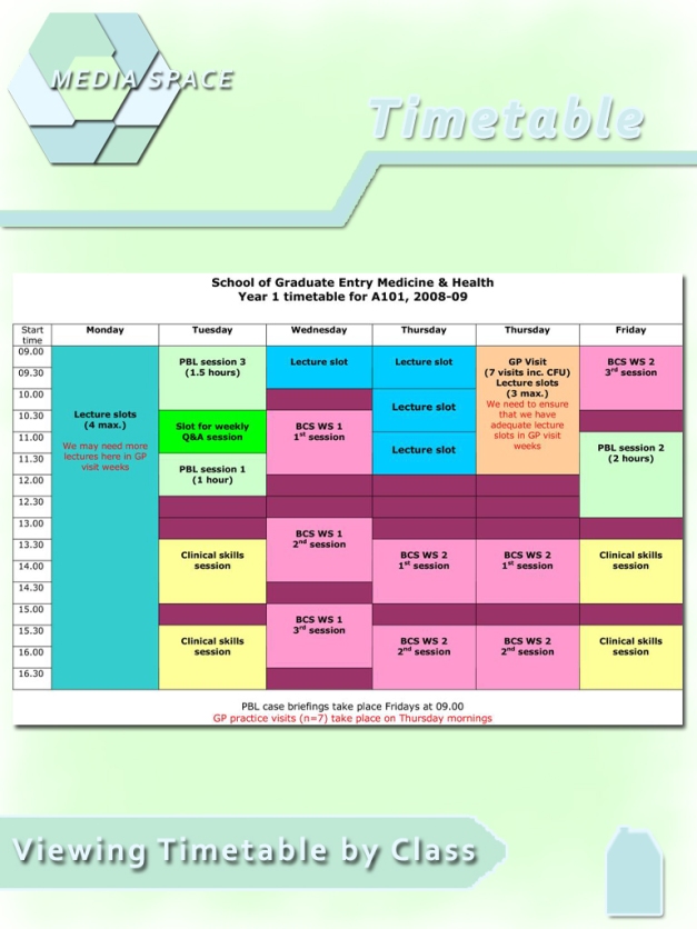 timetable page